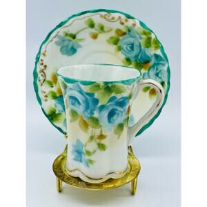 Antique Floral Chocolate Demitasse Cup & Saucer Nippon Plum Blossom